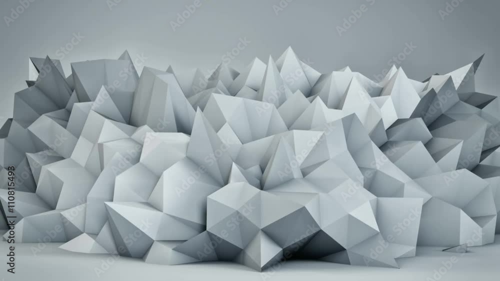 Poster chaotic white surface. semless loop 3d render animation. 4k uhd (3840x2160)