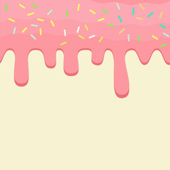Dripping pink doughnut seamless glaze. Liquid sweet flow, tasty food dessert flowing