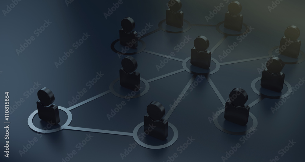 Wall mural Group of People Talking in Social Network 3D Render