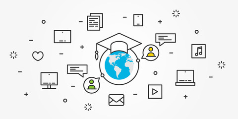 Global education vector illustration. Global (worldwide) education graphic design. International education creative concept.