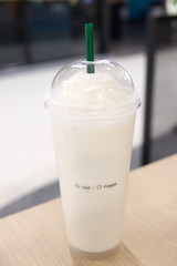 Glass of milk frappe with check box menu