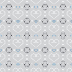 Seamless texture vector pattern heart tile on gray background