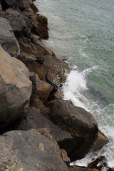 Water Crashing Beach Rocks