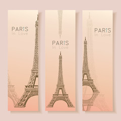 Fototapeta na wymiar Set of vertical banners with Eiffel Tower