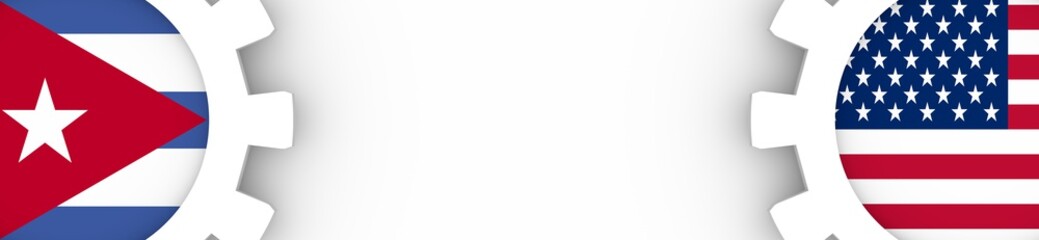 Web Banner, Header Layout Template. Politic and economic relationship between USA and Cuba