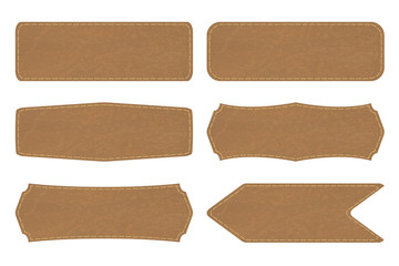 Set shapes of leather sign labels or leather  tag - 110817217