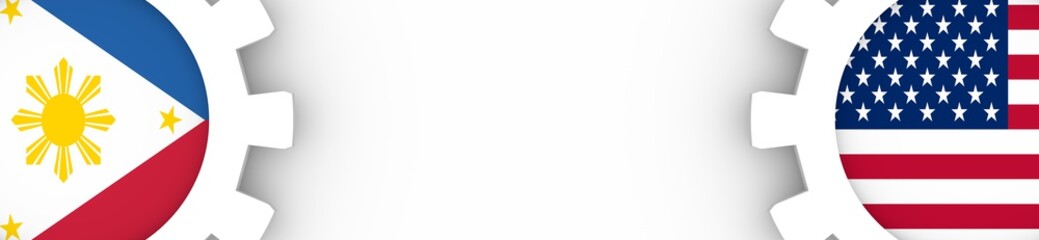 Web Banner, Header Layout Template. Politic and economic relationship between USA and Philippines