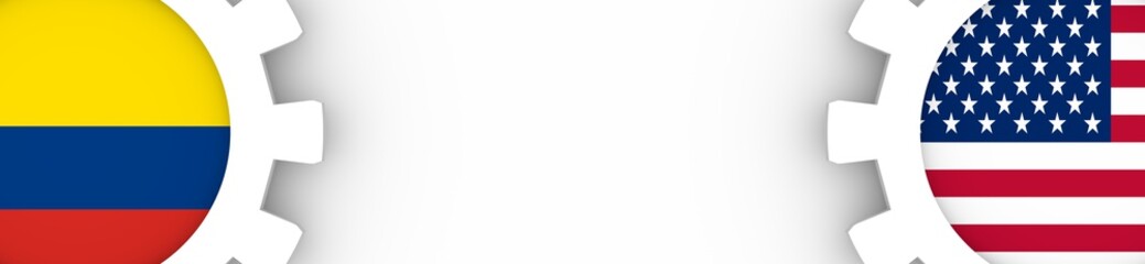 Web Banner, Header Layout Template. Politic and economic relationship between USA and Colombia