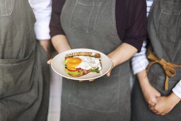 Sandwich Breakfast Waiter Serving Service Concept