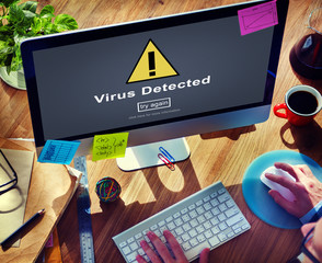 Virus Detected Alert Hacking Piracy Risk Shield Concept