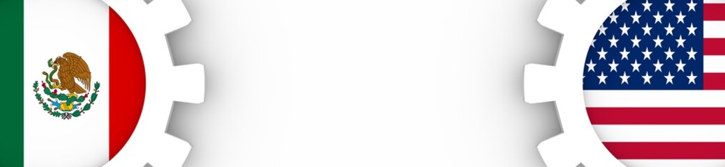 Web Banner, Header Layout Template. Politic and economic relationship between USA and Mexico