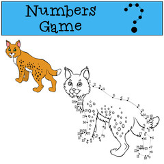 Numbers game with contour. Little cute lynx.