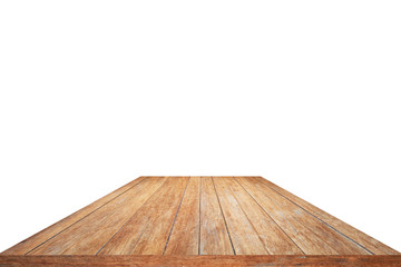 Old wood pattern table top isolated on white background