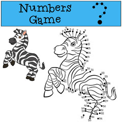 Fototapeta na wymiar Numbers game. Little cute striped zebra smiles.