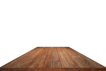 Wood pattern table top isolated on white background
