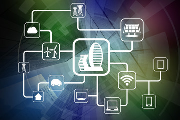 smart city, smart building, smart grid, abstract image visual