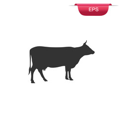 Cow silhouette, icon, design element, vector illustration