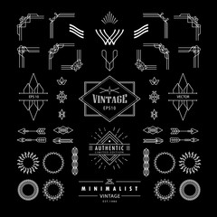set of linear thin vintage line geometric deco shape art retro w © nimaxs
