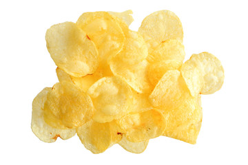 Potato chips isolated on white background