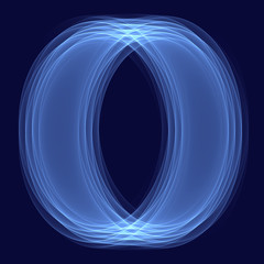 Abstract background pattern. Bright blue oval. Letter O. Digital art.