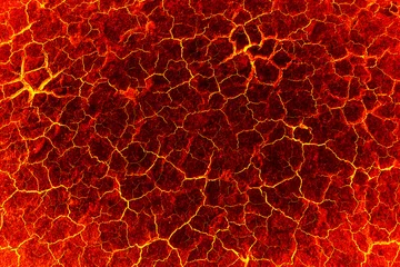 Fotobehang heat red cracked ground texture after eruption volcano © releon8211