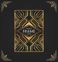 Art deco frame design for your design such as invitation, print, banner, poster. Vector illustration