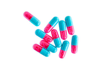 colorful pills isolated on white background
