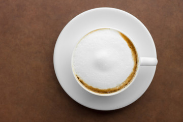 Obraz na płótnie Canvas Top view of cappuccino coffee.
