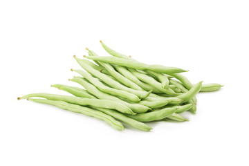 Green beans handful isolated on white background