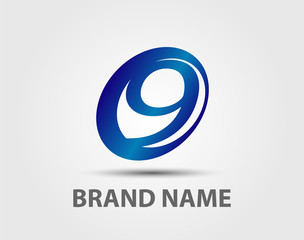 Number logo design.Number five logo.Logo 9 vector template.
