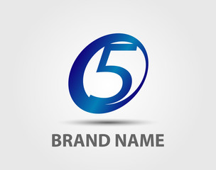 Logo number 5 vector design template
