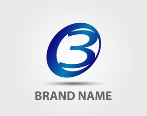 Logo number 3 vector design template
