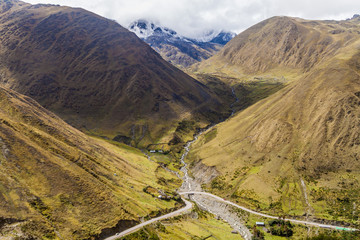 Winding road from Olllantaytambo to Quillabamba in Abra Malaga pass section, Peru