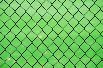 chain link fence in front of green lawn