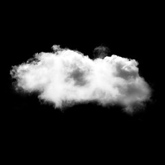 Single cloud isolated over black background illustration, realistic cloud shape