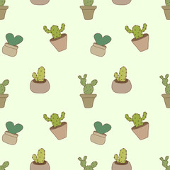 Seamless pattern of Mini Cactus Pot