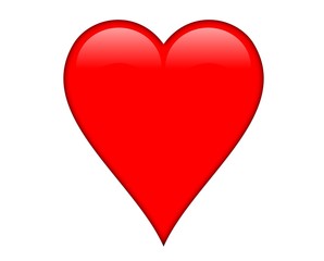 Red shiny heart, isolated over a white background.