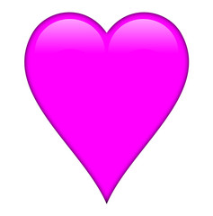 Hot pink heart, isolated over a white background.