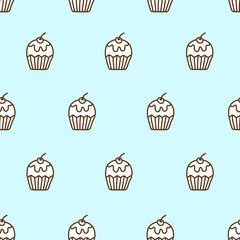 Seamless pattern of cute cupcake