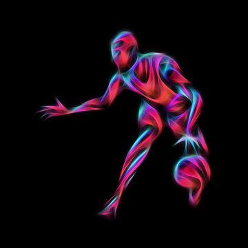 Basketball player Neon Glow Silhouette