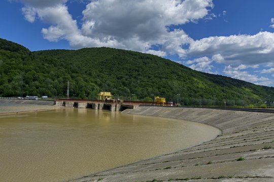 Hydroelectric power plant  built on Olt river in Carpathian Mountains