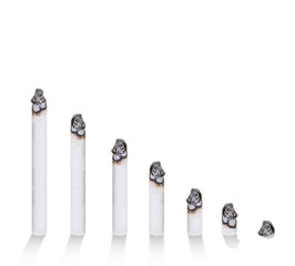 Cigarette bar chart, concept of cigarette's harmful, isolated on white background