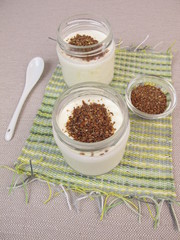 Joghurt aus dem Joghurtbereiter mit geschrotetem Leinsamen