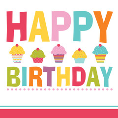 Happy birthday with cupcake design