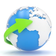 Fototapeta premium Arrow and Earth globe. 3d render