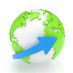Fototapeta premium Arrow and Earth globe. 3d render