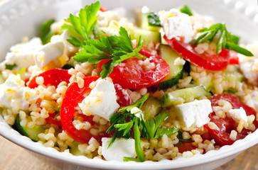 Gluten free vegetarian salad  with a feta.