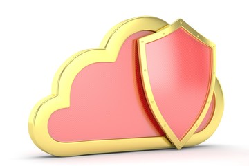 cloud and shield, cloud security concept. 3d rendering.