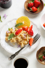 belgian waffles with strawberries