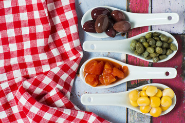 Olives, Capers ,Lupin Beans and chopped tomatoes 